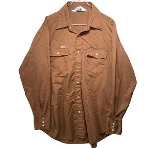 Chute 1 Pearl Snap Shirt Mens Large Vintage Brown Solid Pocket